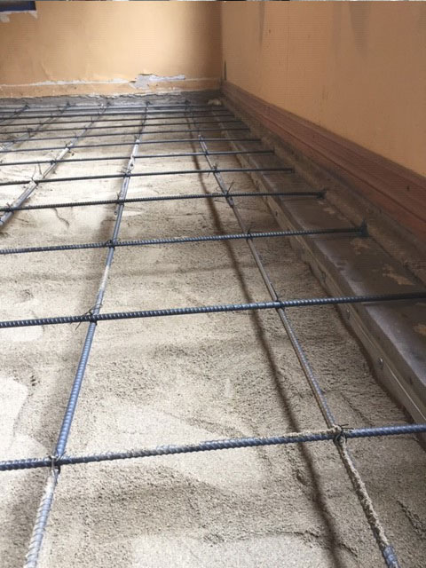 Rebar installed for concrete floor