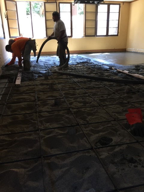 Concrete floor being poured