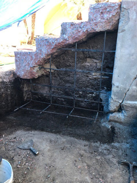 Rebar reinforcement for concrete courtyard steps