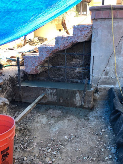 Foundation footing poured for courtyard steps