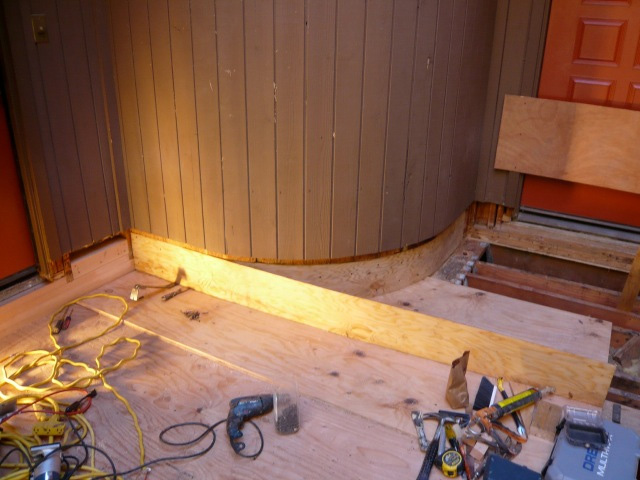 Radius deck wall plywood installation