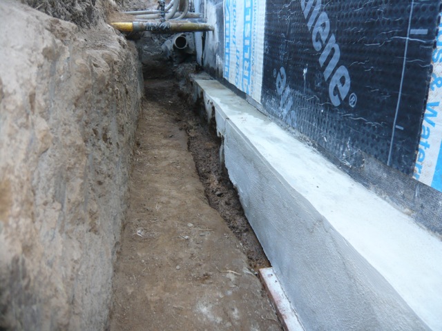 French drain 18in above correct position