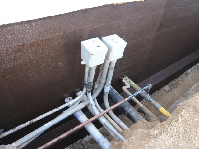 Waterproofing membrane applied to foundation conduit cores
