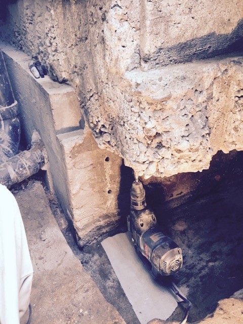 Underpinning completed in sections to prevent foundation collapse