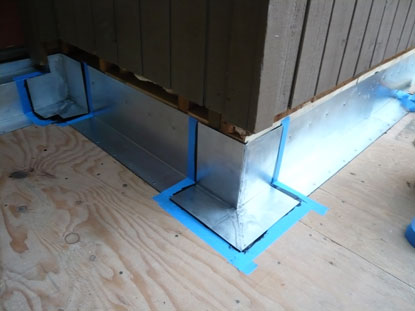 Prefabricated outside corner deck flashing installation