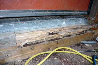Termite damaged door threshold