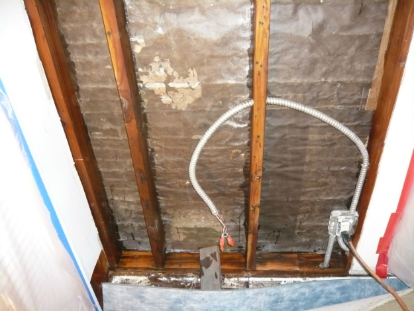 Application of “BENEFECT” anti-fungal disinfectant to structural framing