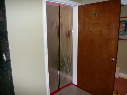 Bathroom zip wall mold containment barriers