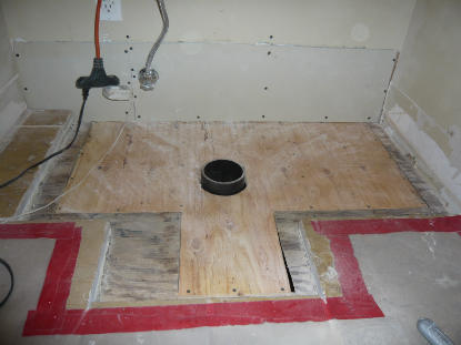 Bathroom plywood subfloor replacement